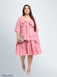 GWPa-28124 Women's Pink Dress - 4XL