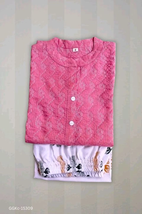 GGKc- 15309 Cotton Kurti & Pant Set - L