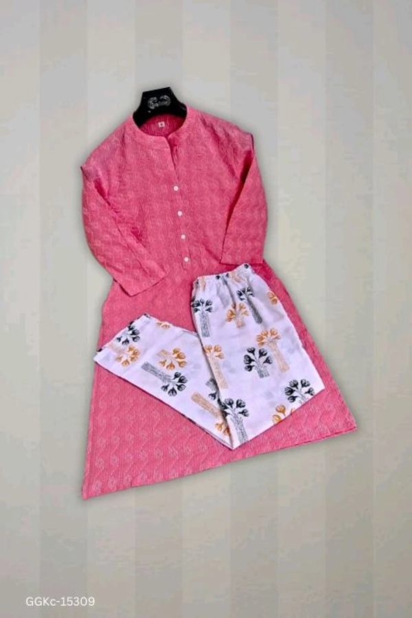 GGKc- 15309 Cotton Kurti & Pant Set - XL