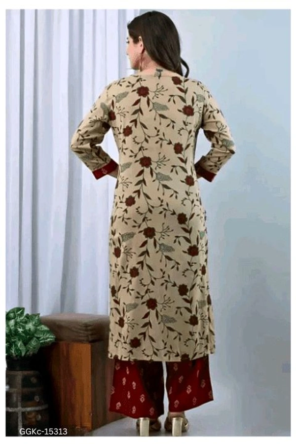 GGKc- 15313 Printed Kurta Palazzo Duppta Set - S
