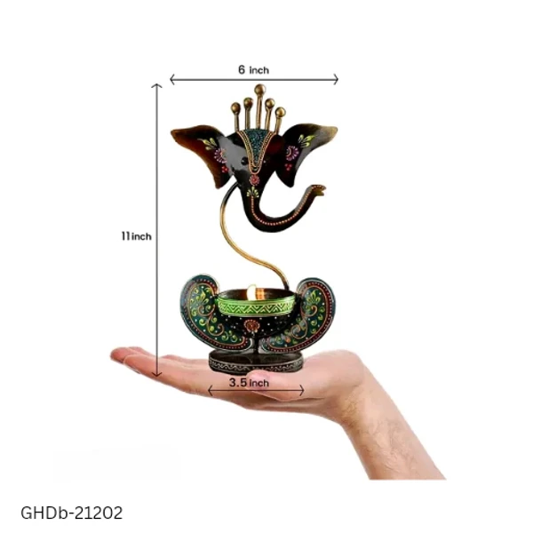 GHDb-21202 Ganpati Ji Iron Table T Light/ Diya Holders