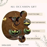 GHDb-21202 Ganpati Ji Iron Table T Light/ Diya Holders