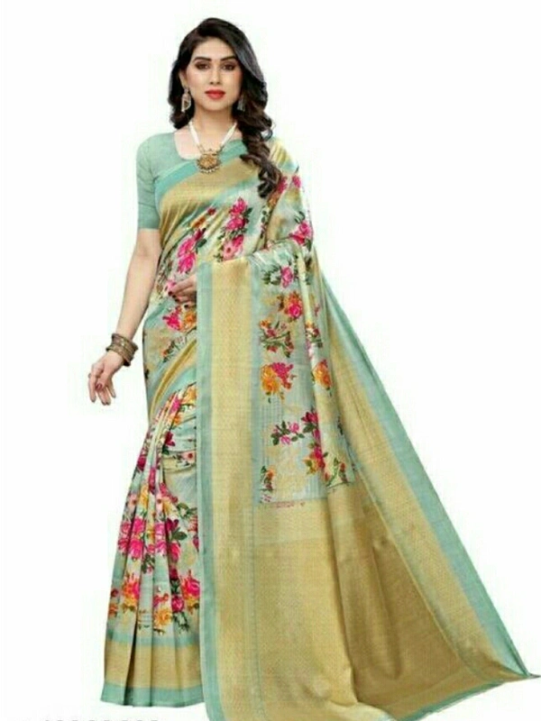 Gujarati Sunsational Sarees - Orange and lite green extra, free size 
