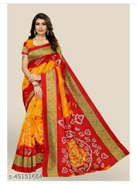 Gujarati Sunsational Sarees - Orange and lite green extra, free size 