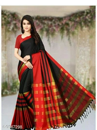 Trendy Fabulous Sarees - black,green and red, free size