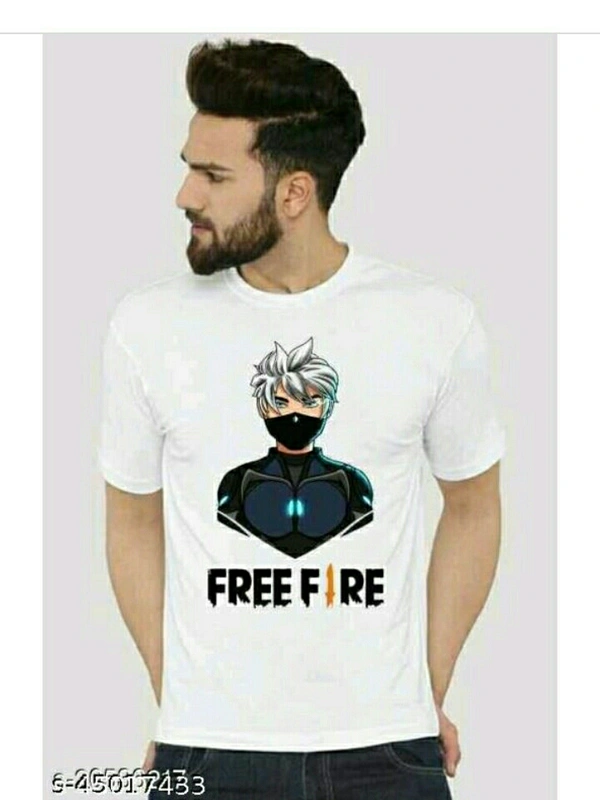 Trendy  Free Fire T-shirts For Men - white and logos, S M L XL 
