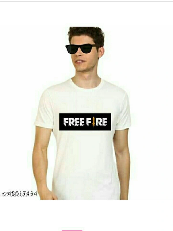 Trendy  Free Fire T-shirts For Men - white and logos, S M L XL 