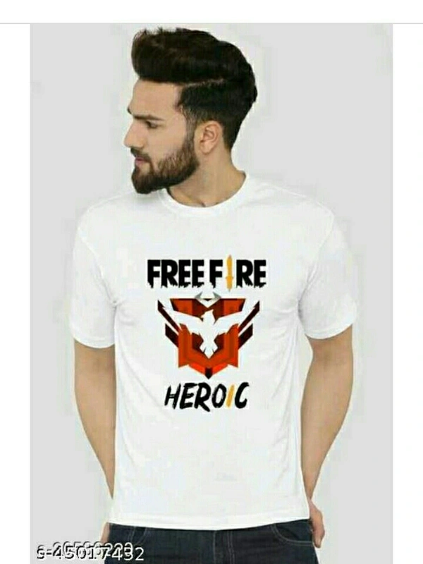 Trendy  Free Fire T-shirts For Men - white and logos, S M L XL 
