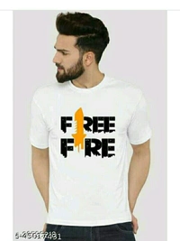 Trendy  Free Fire T-shirts For Men - white and logos, S M L XL 