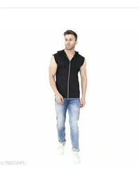 Mens Jacket With Hoodies - black , S