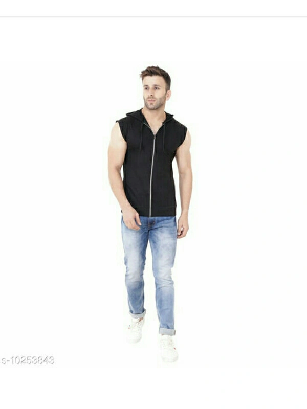 Mens Jacket With Hoodies - black , S
