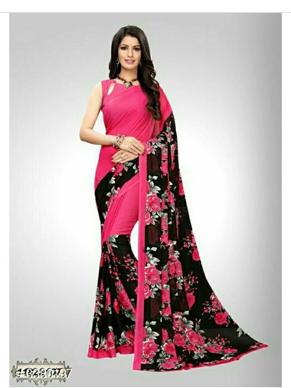 Trendy Fancy Women's Sarees - pink , free size 
