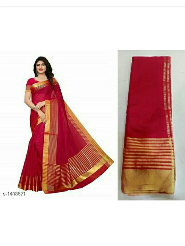 Style Cotton Silk Printed Women's Saree - red & extra , free size 