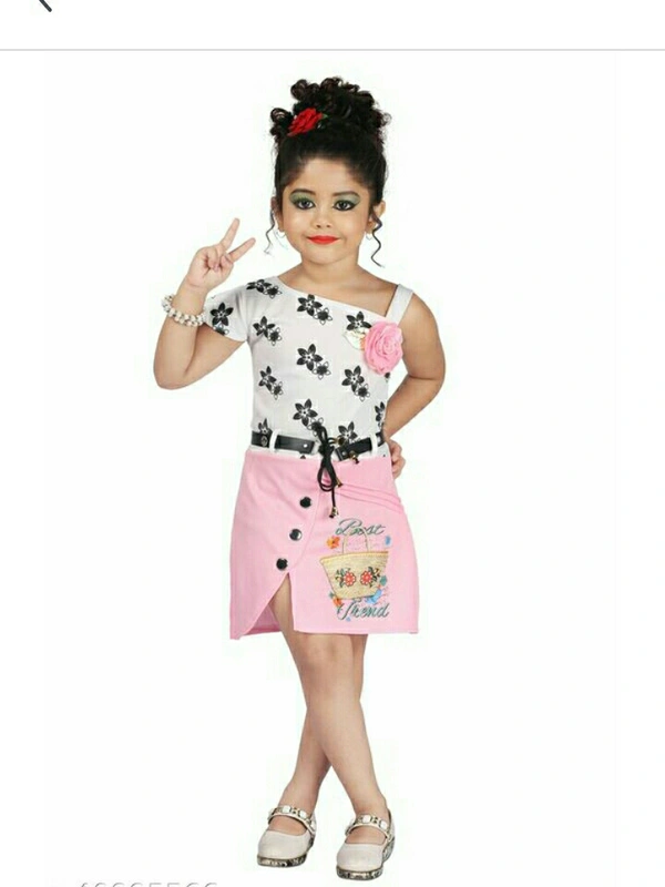 Girls Frocks And Dresses - white&pink, 2-3year,3-4year,4-5year,5-6year,6-7year,7-8year