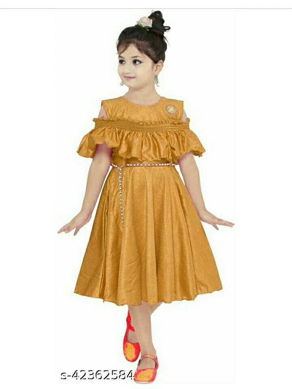 Cute Elegant Girla Frocks & dresses - dark yellow lite gold , 2-3y,3-4y,5-6y,6-7y,7-8y,8-9y, brand new 