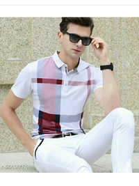 European Trendy T-shirt For Men's  - white , S M L XL , New 