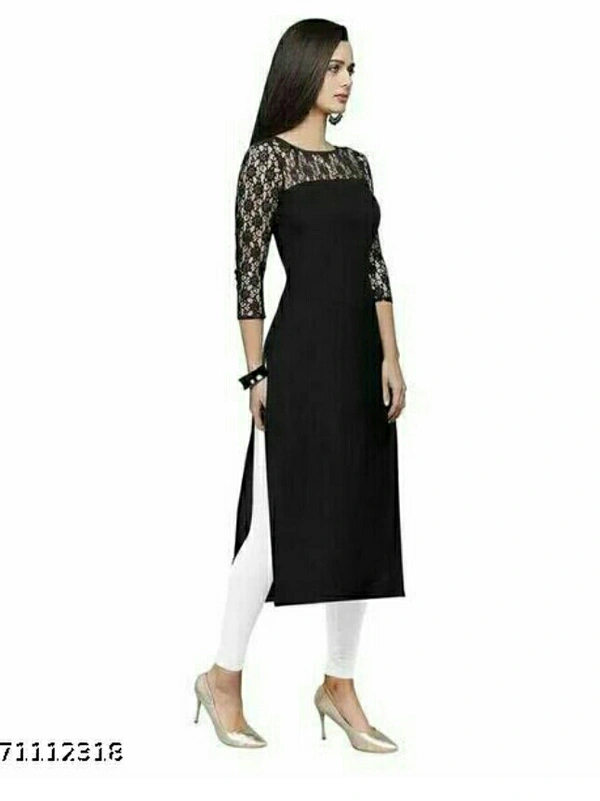 BEAUTIFULL WOMENS CREPE KURTI - black, S M L XL XLL, new
