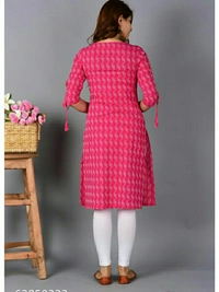 Pink Kantha Pattern Kurta - pink, XS  S M L XL XLL, New