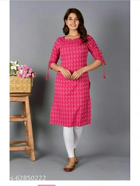 Pink Kantha Pattern Kurta - pink, XS  S M L XL XLL, New