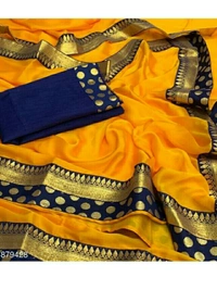 Trendy Moss Chiffon Women's Sarees - 4 colour available , free size , New 