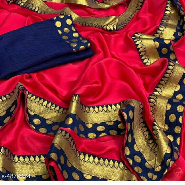 Trendy Moss Chiffon Women's Sarees - 4 colour available , free size , New 