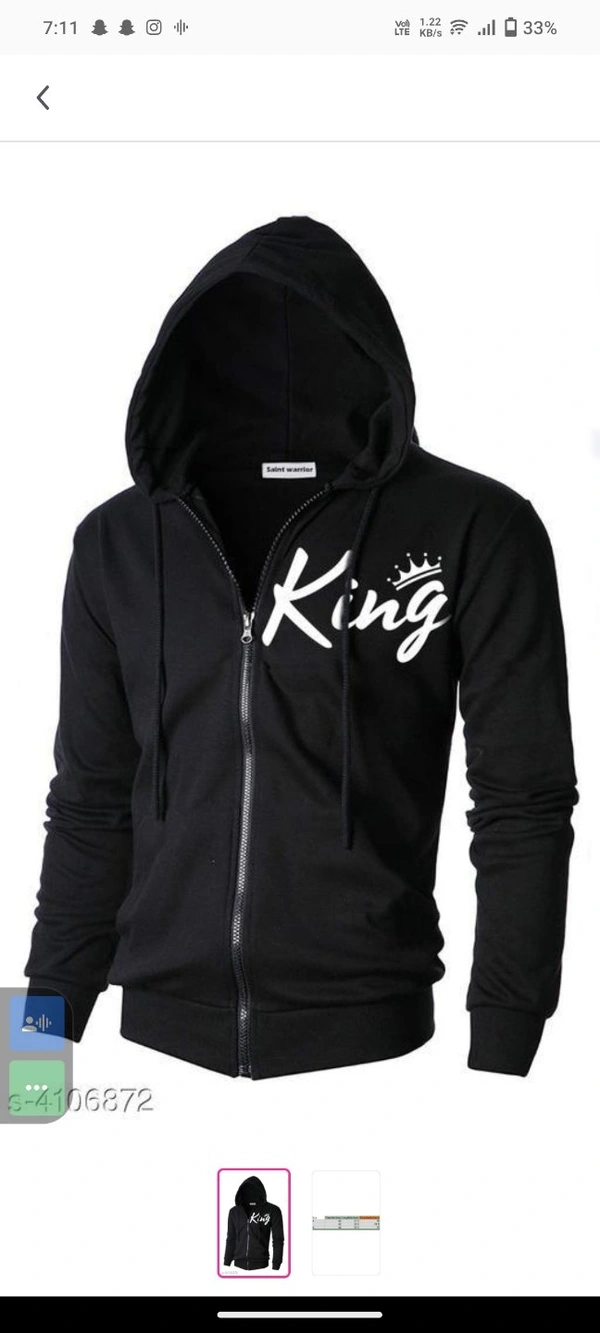Black Printed Cotton Belned Jacket  - Black, L, New Tranding