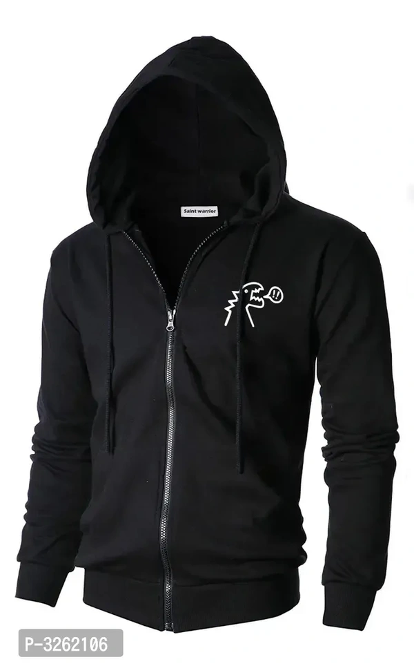 Black Printed Cotton Belned Jacket  - Black, L, New Tranding