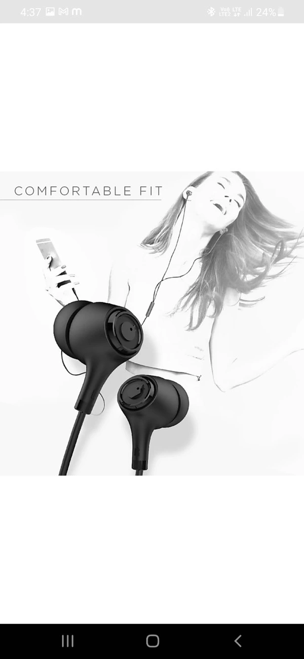 Newly Launched  Wired Earphones with HD Mic, Aluminium Metallic Bullet Design with Enhanced 3D Sound & Super Bass (Platinum Black) - black, normal