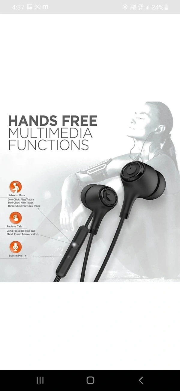 Newly Launched  Wired Earphones with HD Mic, Aluminium Metallic Bullet Design with Enhanced 3D Sound & Super Bass (Platinum Black) - black, normal