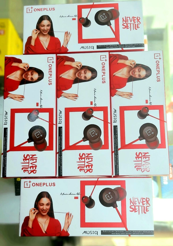 One Plus Wire Earphone Best Quality Headphone - Red