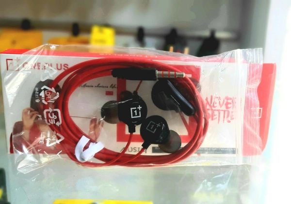 One Plus Wire Earphone Best Quality Headphone - Red