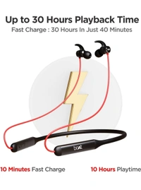 BoAt boAt Rockerz 330 Wireless Neckband with ASAP Charge, Up to 30H Playback, Enhanced Bass, Metal Control Board, IPX5, Type C Port, Bluetooth v5.0, Voice Assistant (Raging Red) - Red and Black