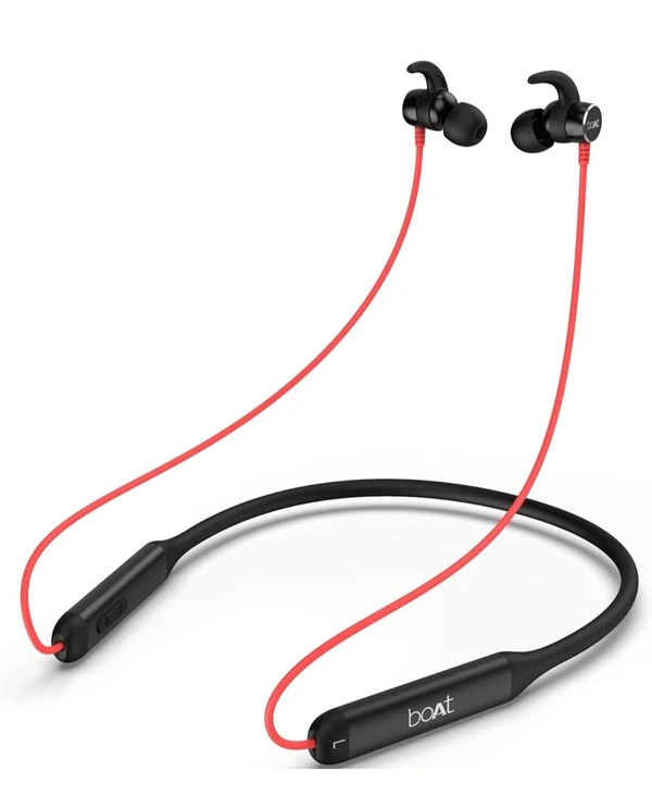 BoAt boAt Rockerz 330 Wireless Neckband with ASAP Charge, Up to 30H Playback, Enhanced Bass, Metal Control Board, IPX5, Type C Port, Bluetooth v5.0, Voice Assistant (Raging Red) - Red and Black