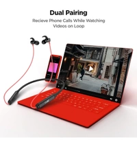 BoAt boAt Rockerz 330 Wireless Neckband with ASAP Charge, Up to 30H Playback, Enhanced Bass, Metal Control Board, IPX5, Type C Port, Bluetooth v5.0, Voice Assistant (Raging Red) - Red and Black