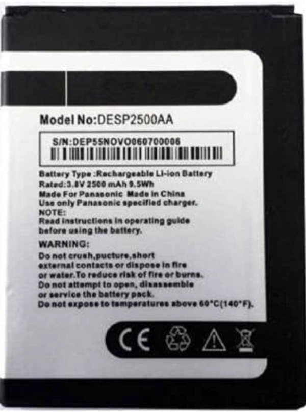 Panasonic Mobile Battery for Panasonic P55 Novo DESP2500AA बैटरी - Black