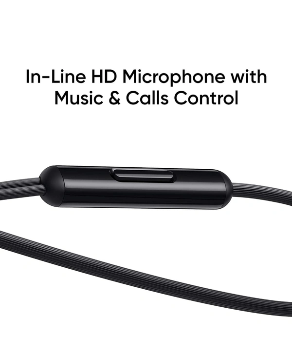 realme Buds क्लासिक वायर्ड ईयरफ़ोन 14.2 mm ड्राइवर, इन-लाइन HD माइक्रोफ़ोन, ऑर्गनाइज़र केबल और टेंगल फ़्री डिज़ाइन के साथ काला