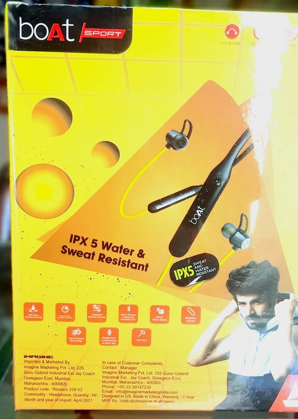 BoAt The Real Plus Wireless Earphone - Black & Yellow