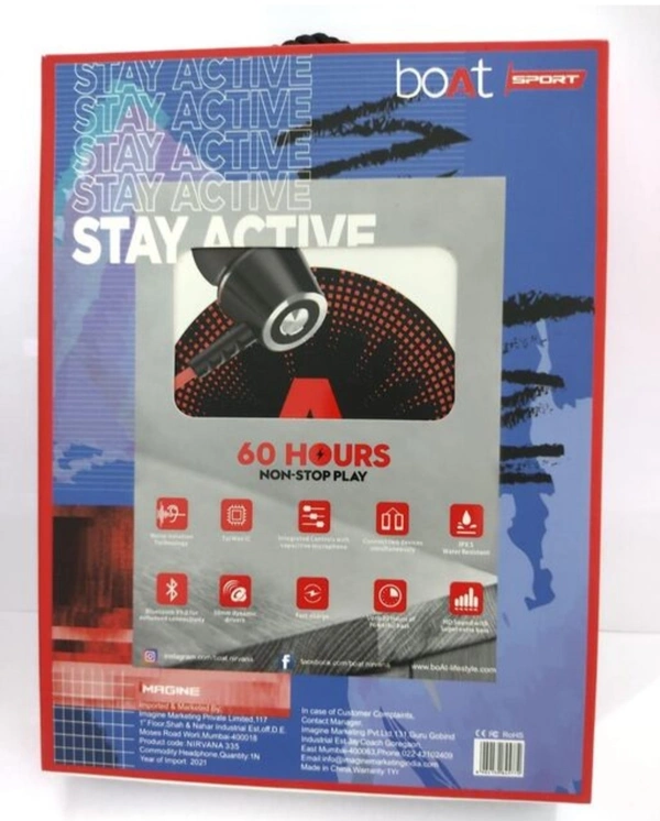 BoAt Stay Active Bluetooth Headset - Black And Red
