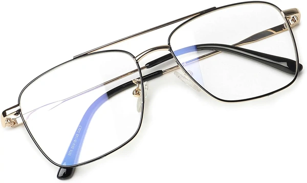 Tony Stark Zero Power Computer Glasses For Eye protection Metal Ful Rim Golden Black - golden black, Tony stark golden black, medium