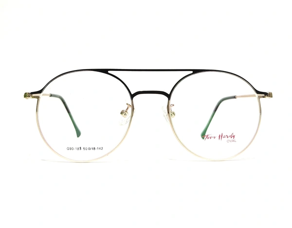 TOM HARDY FULL RIM DUAL BAR ROUND METAL MDN-G90-183 - GOLDEN/BLACK