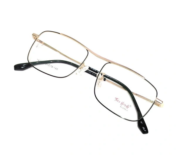 TOM HARDY FULL RIM SINGLE BAR RECTANGULAR METAL MDN-TK1007 - BLACK/GOLDEN