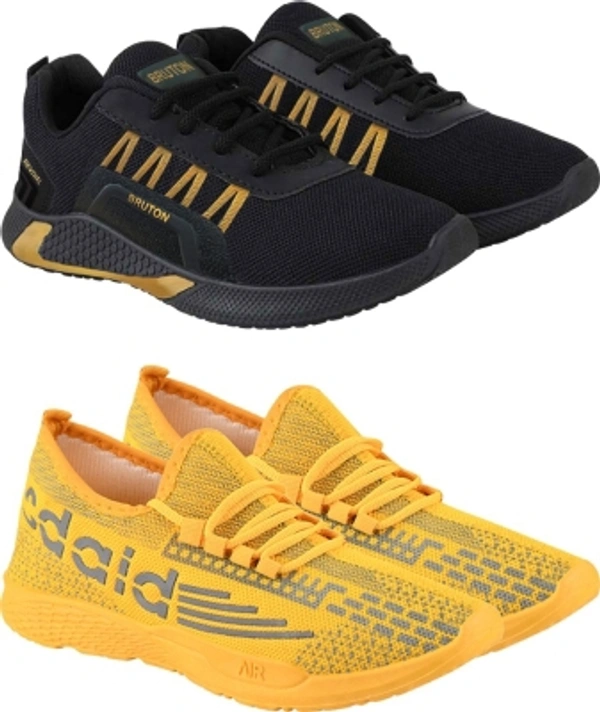 Bruton Shoes Combo Set Of 2 - Black,Yellow, 9