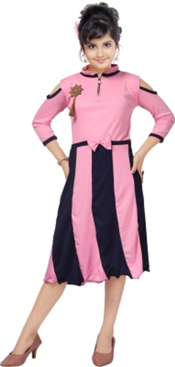 Maxi Dress Girls Polycotton - 10-11years, Navy blue,pink