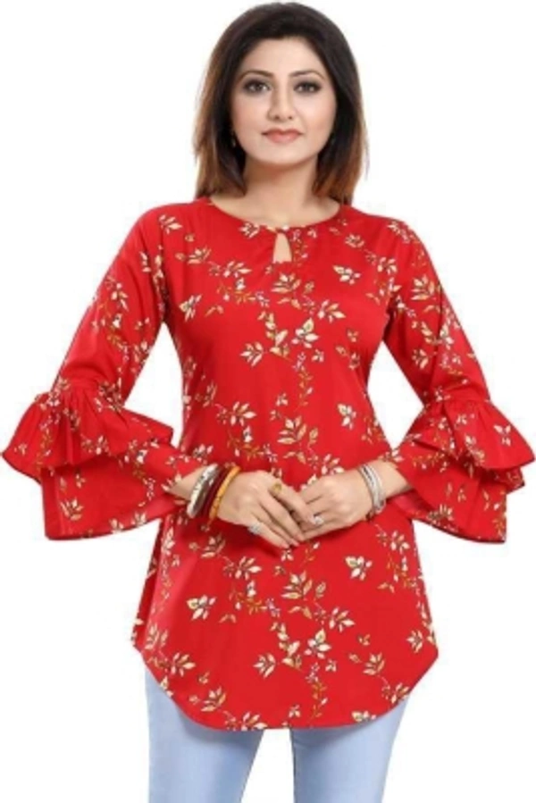 Women's Printed Top - Red, S