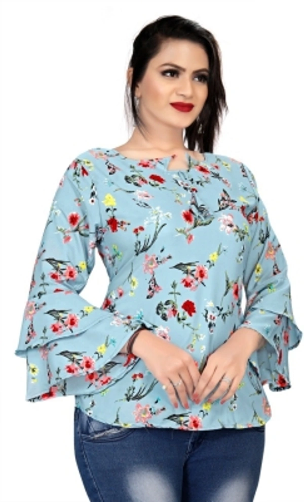 Women's Printed Top - Black , S