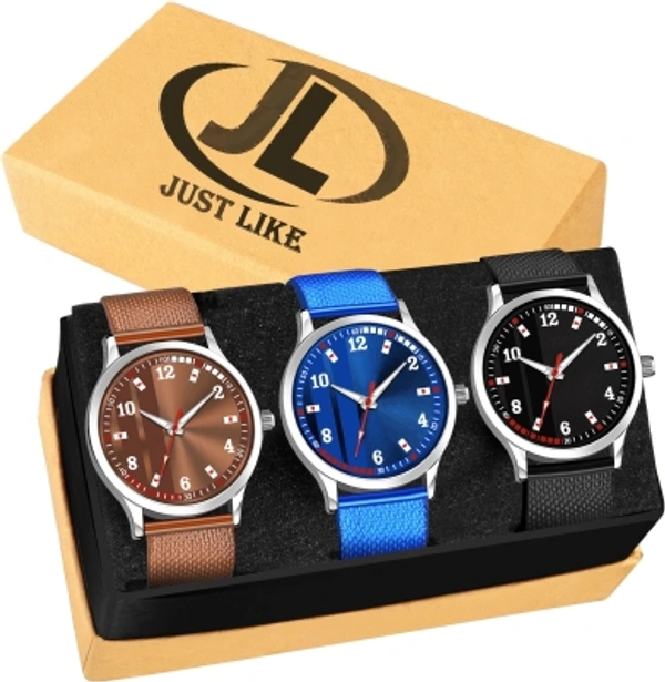 Men's Stylish Watch For Combo Set Of 3 - multiple , Free