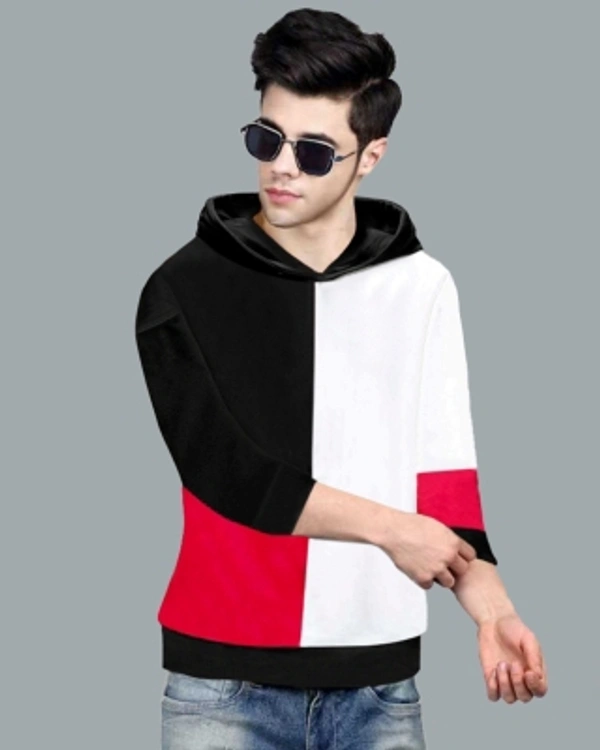 Trend New stylish Hooded T-shirt  - Black red, M