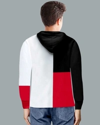 Trend New stylish Hooded T-shirt  - Black red, XXL 