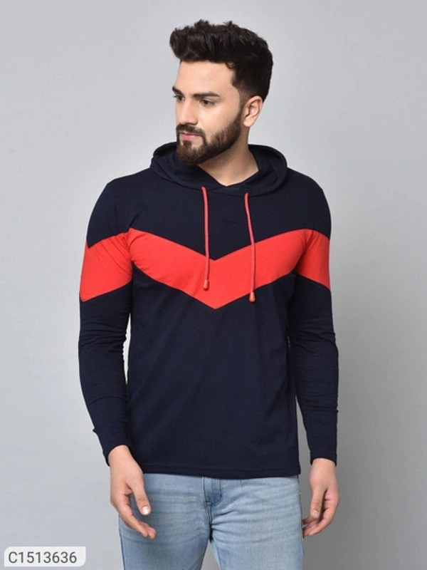 Color Block Sleeve Full Hooded Shirt - Yellow, S