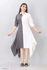 Trendy New Solid Kurtis  - BROWN,WHITE